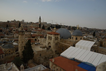 Mosque and the Chuch of the Holy Sepulchre next to each other